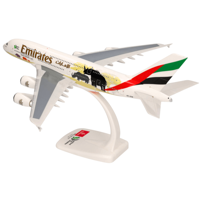 Herpa Snap-Fit Flugzeugmodell Emirates Airbus A380-800 "United for Wildlife" (1:250)